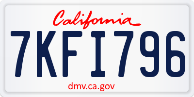 CA license plate 7KFI796