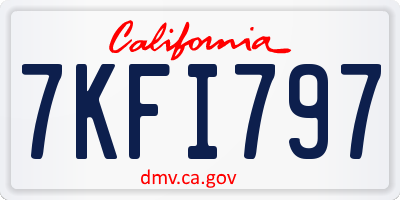 CA license plate 7KFI797