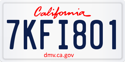 CA license plate 7KFI801