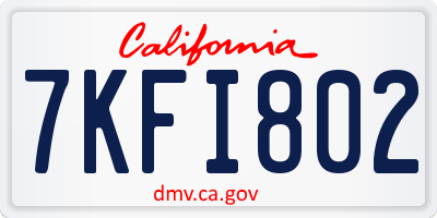 CA license plate 7KFI802