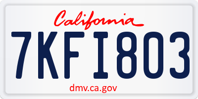 CA license plate 7KFI803