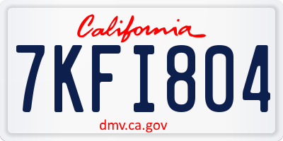 CA license plate 7KFI804