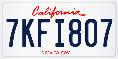 CA license plate 7KFI807