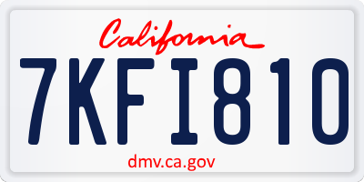 CA license plate 7KFI810