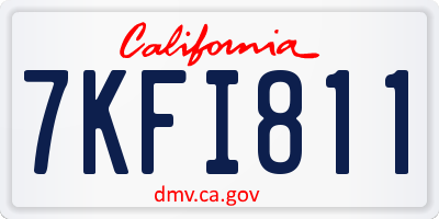 CA license plate 7KFI811
