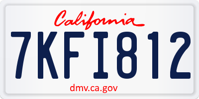 CA license plate 7KFI812