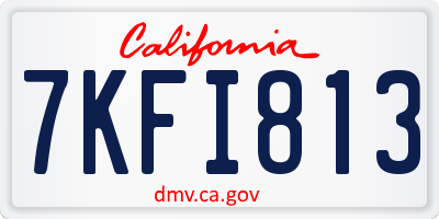 CA license plate 7KFI813