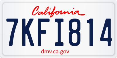 CA license plate 7KFI814