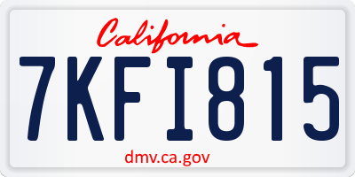 CA license plate 7KFI815