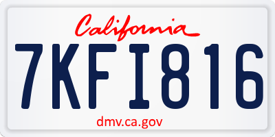 CA license plate 7KFI816
