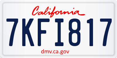 CA license plate 7KFI817