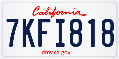 CA license plate 7KFI818