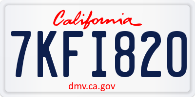 CA license plate 7KFI820