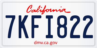 CA license plate 7KFI822