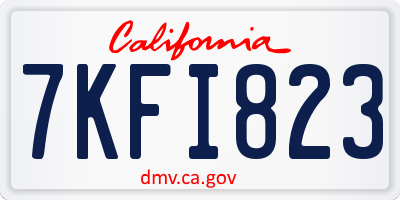 CA license plate 7KFI823