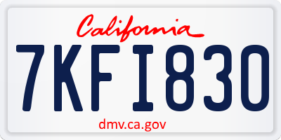CA license plate 7KFI830