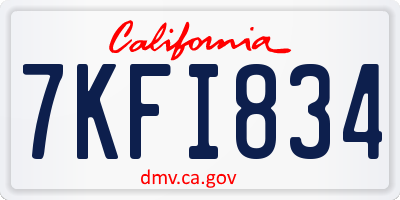 CA license plate 7KFI834