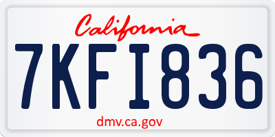 CA license plate 7KFI836