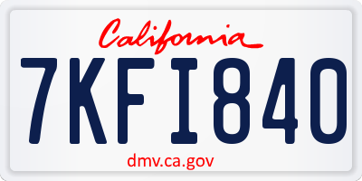 CA license plate 7KFI840
