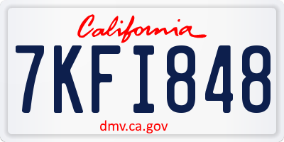 CA license plate 7KFI848