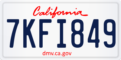 CA license plate 7KFI849