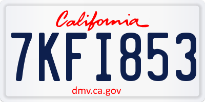 CA license plate 7KFI853