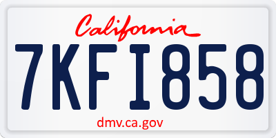 CA license plate 7KFI858