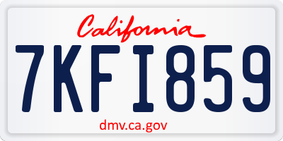 CA license plate 7KFI859
