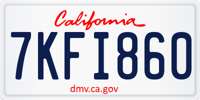 CA license plate 7KFI860
