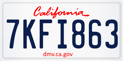 CA license plate 7KFI863