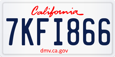 CA license plate 7KFI866
