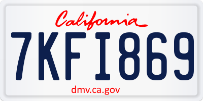 CA license plate 7KFI869