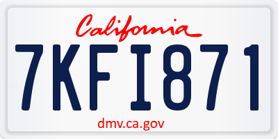 CA license plate 7KFI871