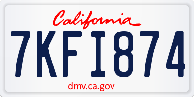 CA license plate 7KFI874
