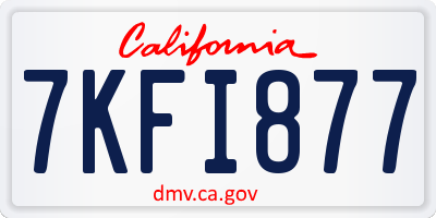 CA license plate 7KFI877