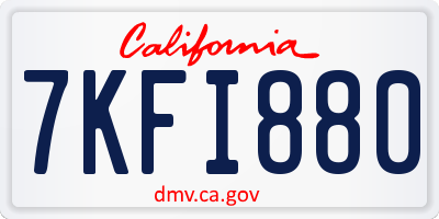 CA license plate 7KFI880