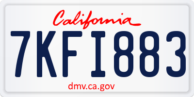 CA license plate 7KFI883
