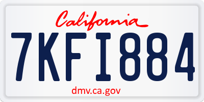 CA license plate 7KFI884
