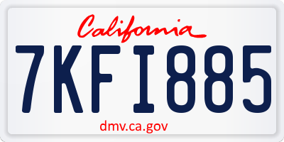 CA license plate 7KFI885