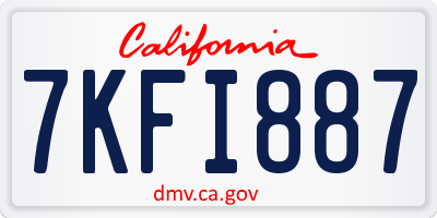 CA license plate 7KFI887