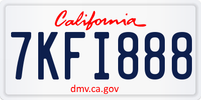 CA license plate 7KFI888