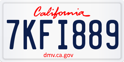 CA license plate 7KFI889