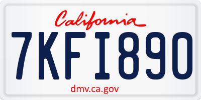 CA license plate 7KFI890