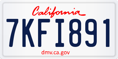 CA license plate 7KFI891