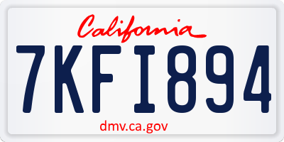 CA license plate 7KFI894