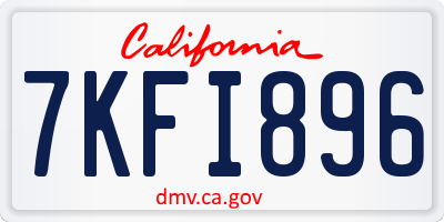 CA license plate 7KFI896