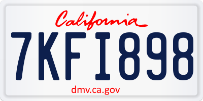 CA license plate 7KFI898