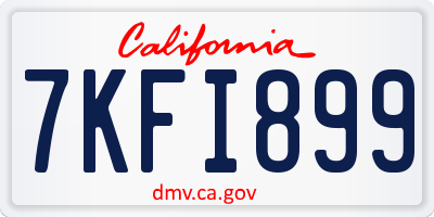 CA license plate 7KFI899
