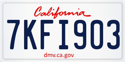 CA license plate 7KFI903