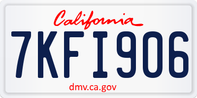 CA license plate 7KFI906